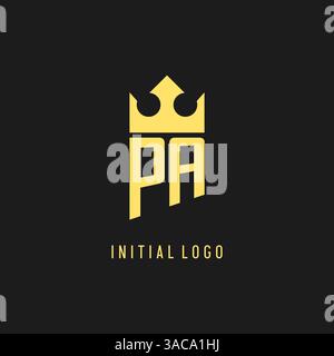Monogram PA logo shield crown shape, elegant and luxury initial logo style vector graphic Stock Vector