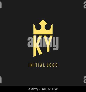 Monogram KY logo shield crown shape, elegant and luxury initial logo style vector graphic Stock Vector