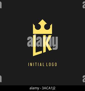 Monogram LK logo shield crown shape, elegant and luxury initial logo style vector graphic Stock Vector