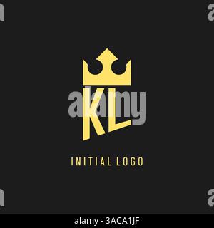 Monogram KL logo shield crown shape, elegant and luxury initial logo style vector graphic Stock Vector
