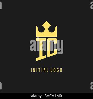 Monogram IC logo shield crown shape, elegant and luxury initial logo style vector graphic Stock Vector