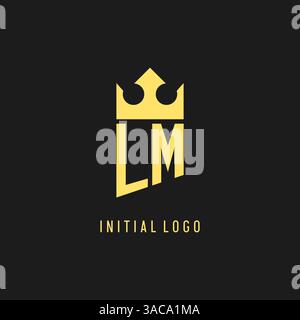 Monogram LM logo shield crown shape, elegant and luxury initial logo style vector graphic Stock Vector