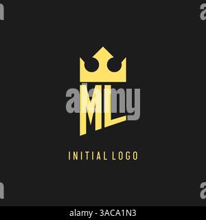 Monogram ML logo shield crown shape, elegant and luxury initial logo style vector graphic Stock Vector