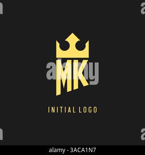 Monogram MK logo shield crown shape, elegant and luxury initial logo style vector graphic Stock Vector