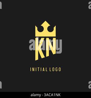 Monogram KN logo shield crown shape, elegant and luxury initial logo style vector graphic Stock Vector