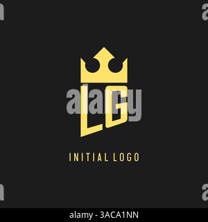 Monogram LG logo shield crown shape, elegant and luxury initial logo style vector graphic Stock Vector