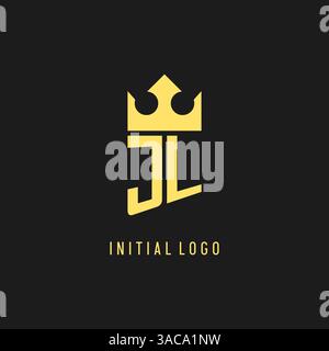 Monogram JL logo shield crown shape, elegant and luxury initial logo style vector graphic Stock Vector