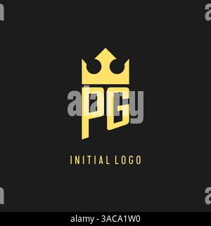 Monogram PG logo shield crown shape, elegant and luxury initial logo style vector graphic Stock Vector