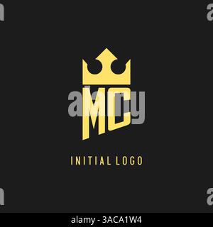 Monogram MC logo shield crown shape, elegant and luxury initial logo style vector graphic Stock Vector