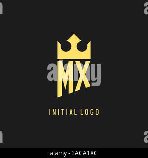 Monogram MX logo shield crown shape, elegant and luxury initial logo style vector graphic Stock Vector
