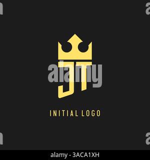 Monogram JT logo shield crown shape, elegant and luxury initial logo style vector graphic Stock Vector