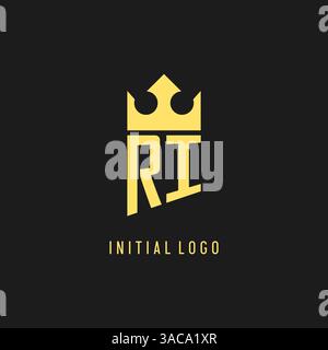 Monogram RI logo shield crown shape, elegant and luxury initial logo style vector graphic Stock Vector