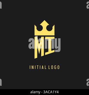 Monogram MI logo shield crown shape, elegant and luxury initial logo style vector graphic Stock Vector