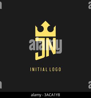 Monogram JN logo shield crown shape, elegant and luxury initial logo style vector graphic Stock Vector