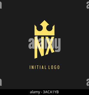 Monogram NX logo shield crown shape, elegant and luxury initial logo style vector graphic Stock Vector