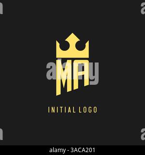 Monogram MA logo shield crown shape, elegant and luxury initial logo style vector graphic Stock Vector