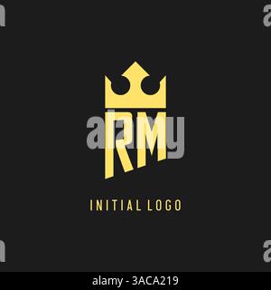 Monogram RM logo shield crown shape, elegant and luxury initial logo style vector graphic Stock Vector