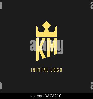 Monogram KM logo shield crown shape, elegant and luxury initial logo style vector graphic Stock Vector