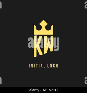 Monogram KW logo shield crown shape, elegant and luxury initial logo style vector graphic Stock Vector