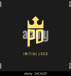 Monogram PO logo shield crown shape, elegant and luxury initial logo style vector graphic Stock Vector
