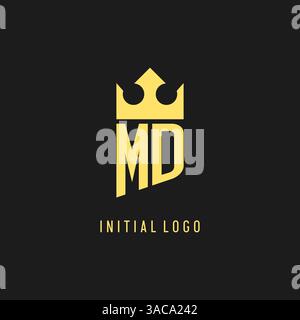 Monogram MD logo shield crown shape, elegant and luxury initial logo style vector graphic Stock Vector