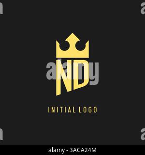 Monogram ND logo shield crown shape, elegant and luxury initial logo style vector graphic Stock Vector
