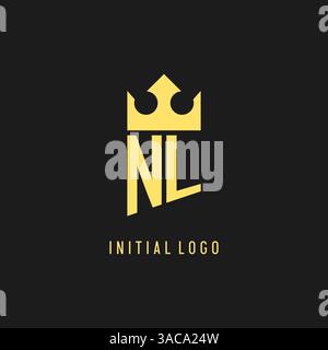 Monogram NL logo shield crown shape, elegant and luxury initial logo style vector graphic Stock Vector