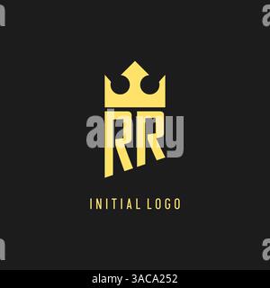 Monogram RR logo shield crown shape, elegant and luxury initial logo style vector graphic Stock Vector