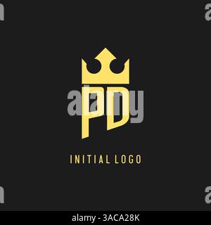 Monogram PD logo shield crown shape, elegant and luxury initial logo style vector graphic Stock Vector
