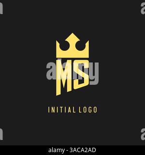 Monogram MS logo shield crown shape, elegant and luxury initial logo style vector graphic Stock Vector