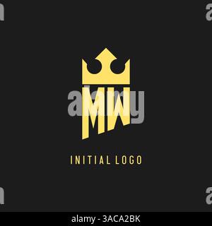 Monogram MW logo shield crown shape, elegant and luxury initial logo style vector graphic Stock Vector