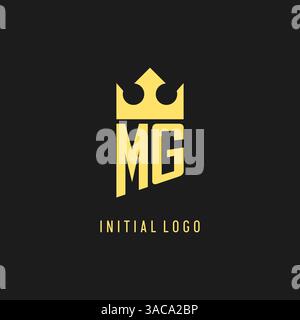 Monogram MG logo shield crown shape, elegant and luxury initial logo style vector graphic Stock Vector