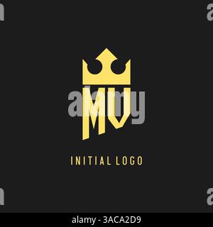Monogram MV logo shield crown shape, elegant and luxury initial logo style vector graphic Stock Vector