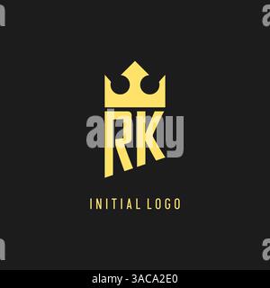 Monogram RK logo shield crown shape, elegant and luxury initial logo style vector graphic Stock Vector