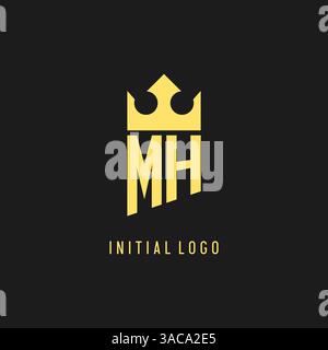 Monogram MH logo shield crown shape, elegant and luxury initial logo style vector graphic Stock Vector
