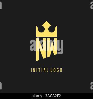 Monogram NW logo shield crown shape, elegant and luxury initial logo style vector graphic Stock Vector