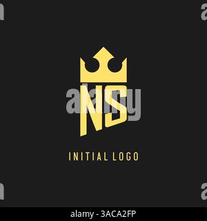 Monogram NS logo shield crown shape, elegant and luxury initial logo style vector graphic Stock Vector