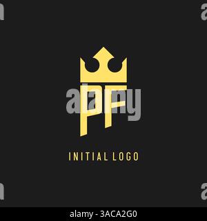 Monogram PF logo shield crown shape, elegant and luxury initial logo style vector graphic Stock Vector
