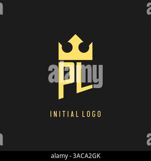 Monogram PL logo shield crown shape, elegant and luxury initial logo style vector graphic Stock Vector