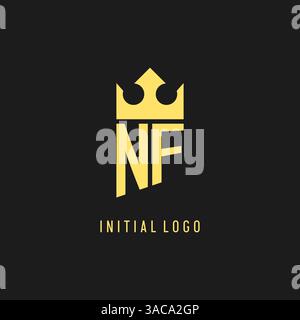 Monogram NF logo shield crown shape, elegant and luxury initial logo style vector graphic Stock Vector