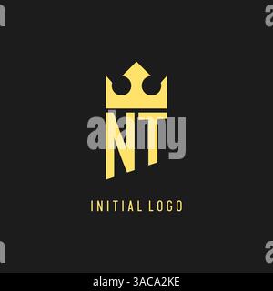 Monogram NT logo shield crown shape, elegant and luxury initial logo style vector graphic Stock Vector