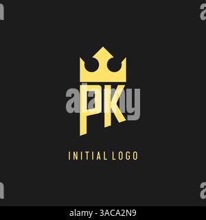 Monogram PK logo shield crown shape, elegant and luxury initial logo style vector graphic Stock Vector