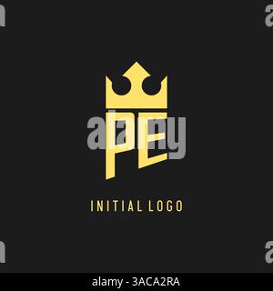 Monogram PE logo shield crown shape, elegant and luxury initial logo style vector graphic Stock Vector