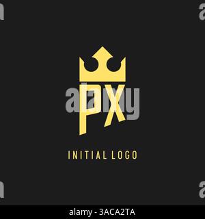 Monogram PX logo shield crown shape, elegant and luxury initial logo style vector graphic Stock Vector