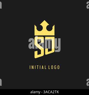 Monogram SJ logo shield crown shape, elegant and luxury initial logo style vector graphic Stock Vector