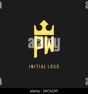 Monogram PW logo shield crown shape, elegant and luxury initial logo style vector graphic Stock Vector