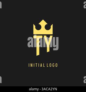 Monogram TY logo shield crown shape, elegant and luxury initial logo style vector graphic Stock Vector