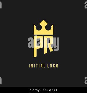 Monogram PR logo shield crown shape, elegant and luxury initial logo style vector graphic Stock Vector