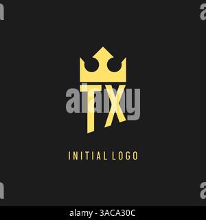 Monogram TX logo shield crown shape, elegant and luxury initial logo style vector graphic Stock Vector