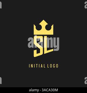 Monogram SL logo shield crown shape, elegant and luxury initial logo style vector graphic Stock Vector